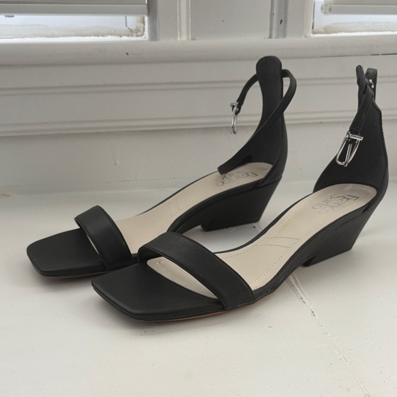 Franco sarto black wedge sandals shoes ankle strap size 8 - Picture 1 of 7